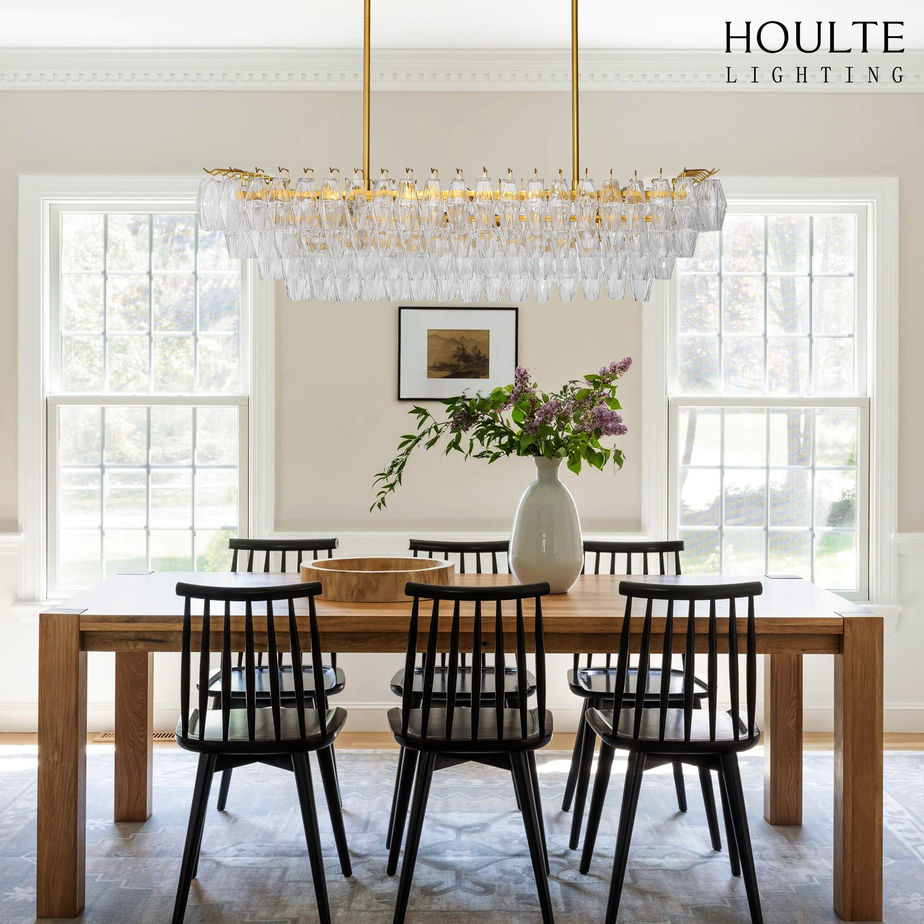 Celestial Drop Muti-Tier Crystal Glass Chandelier 54''W