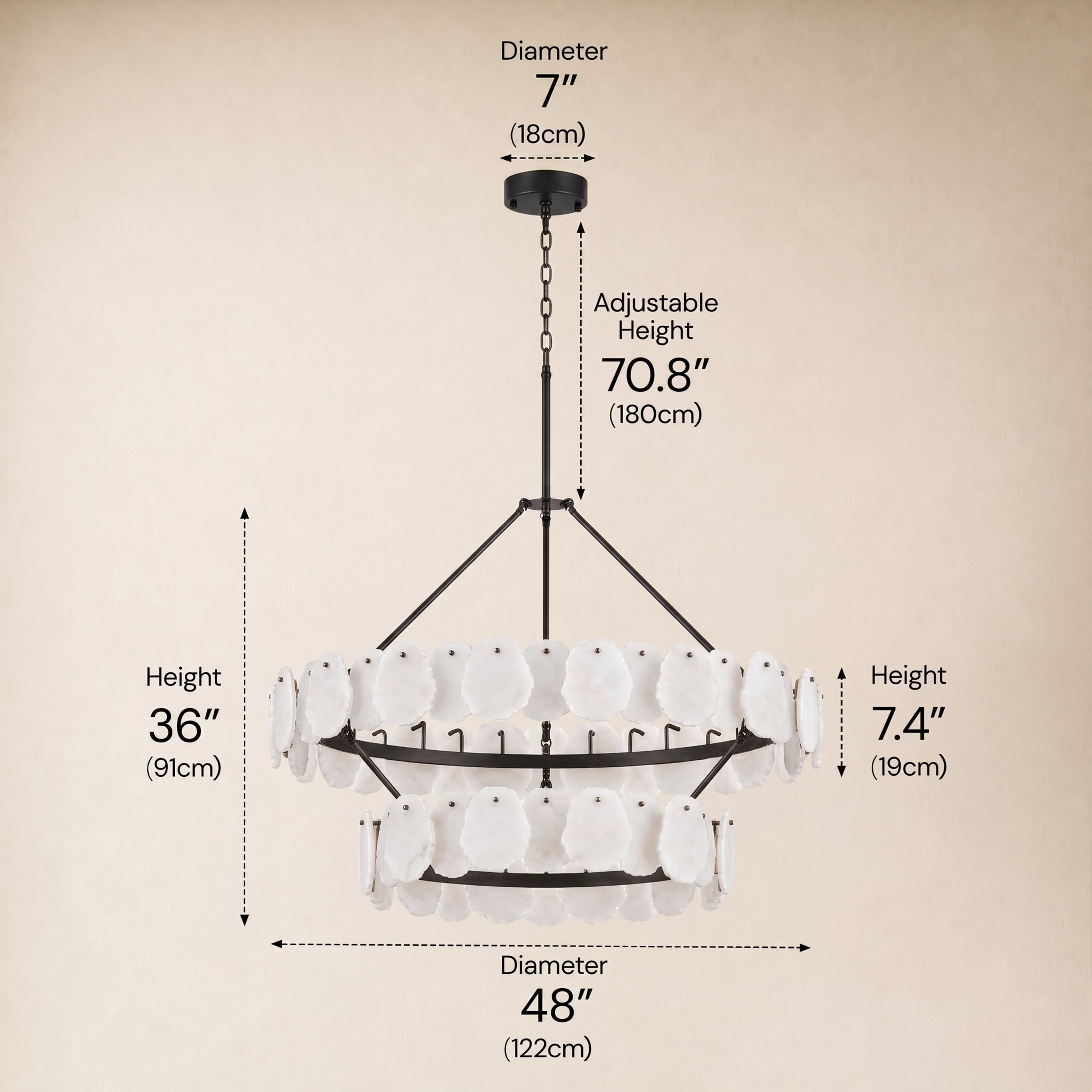 Moira Alabaster Custom Round Chandelier 48"D