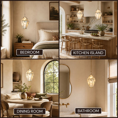 Pietra Marble Faceted Lantern Chandelier 13.7"D