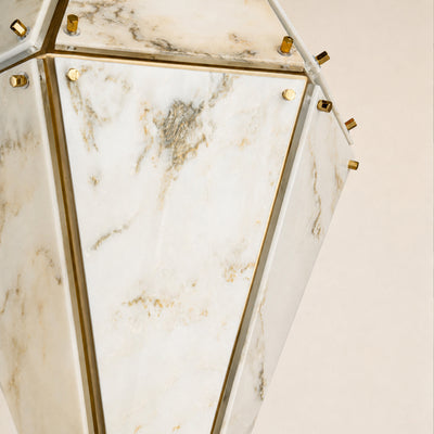 Pietra Marble Faceted Lantern Chandelier 13.7"D