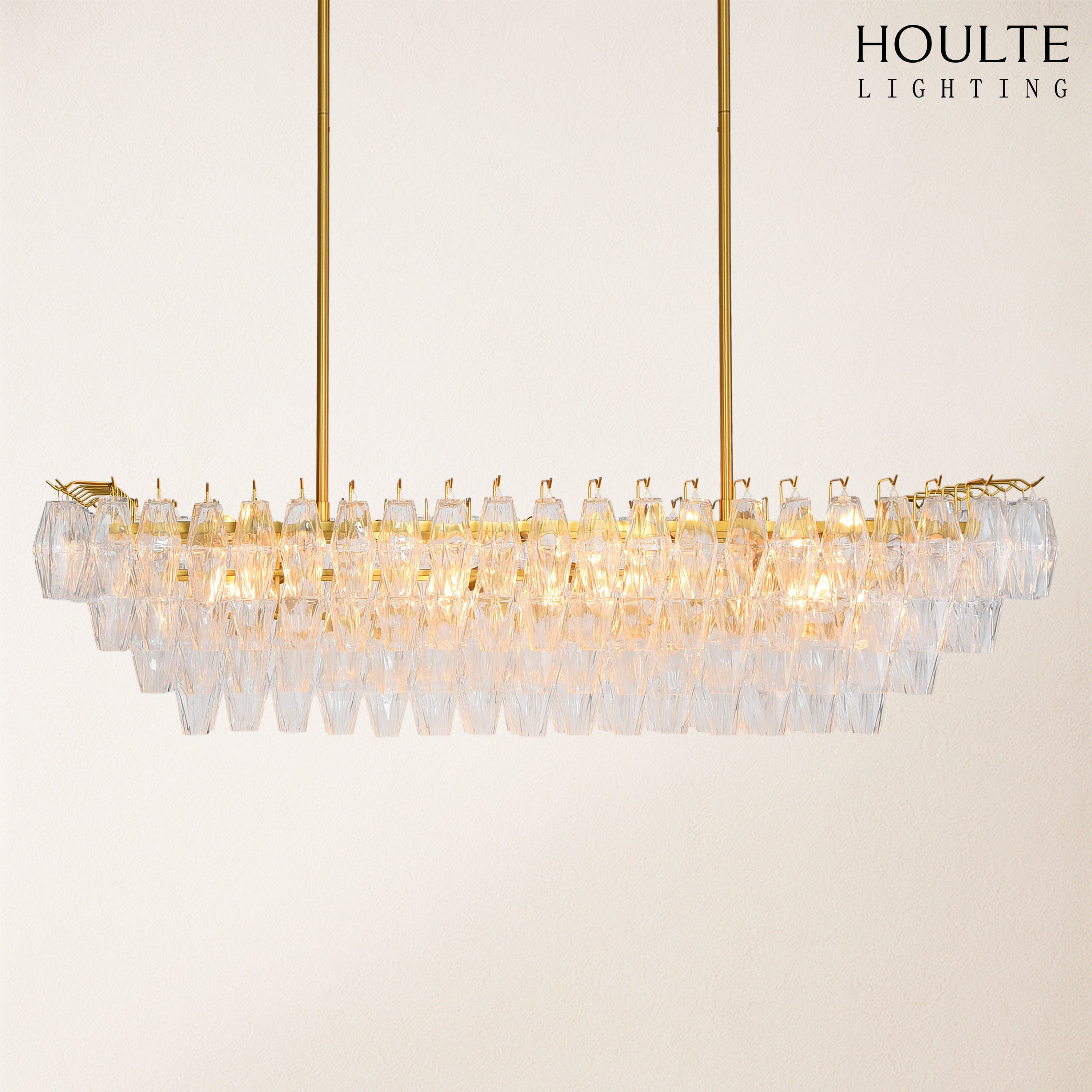 Celestial Drop Muti-Tier Crystal Glass Chandelier 54''W