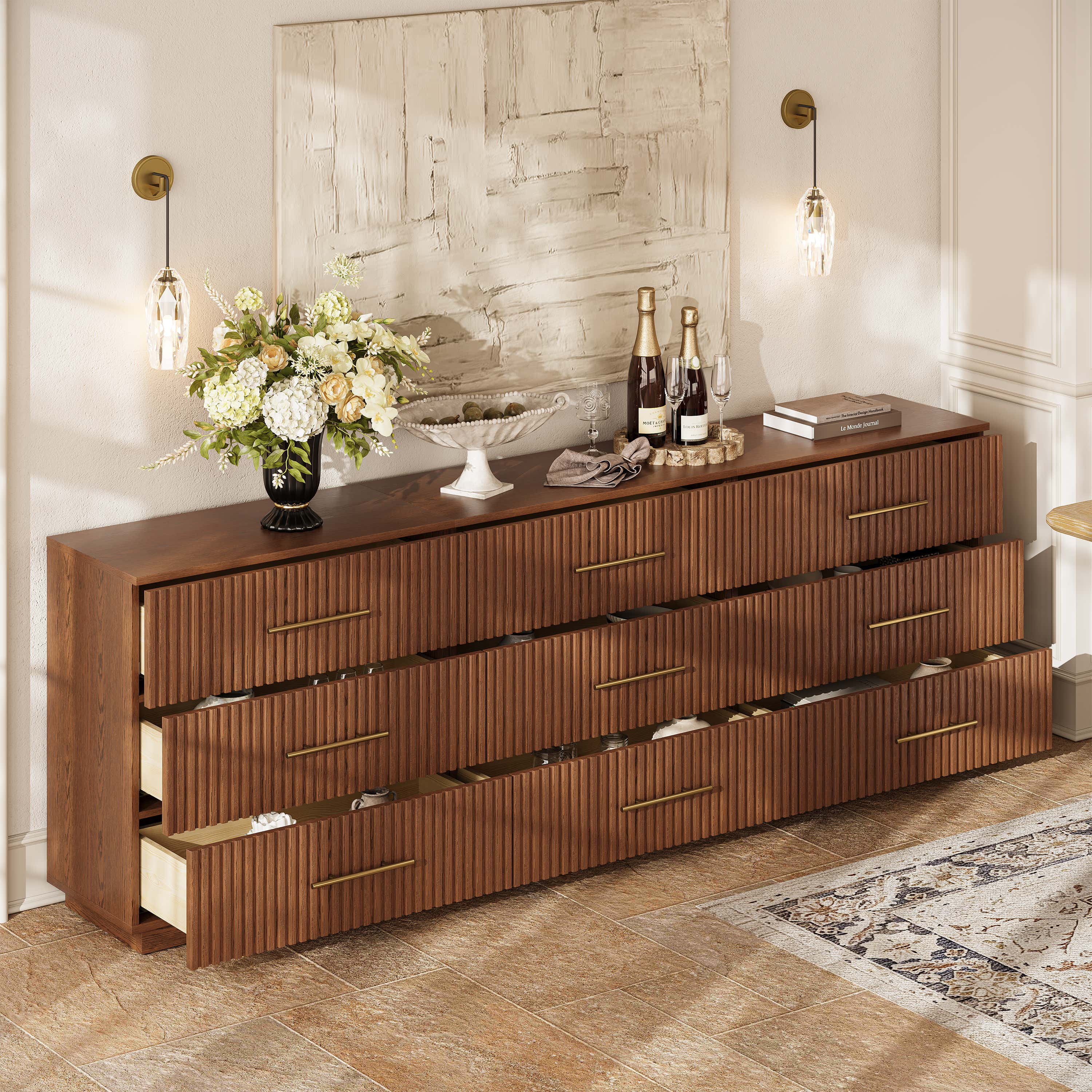 Holt 95" Oak 9-Drawer Chest(Set of 3)
