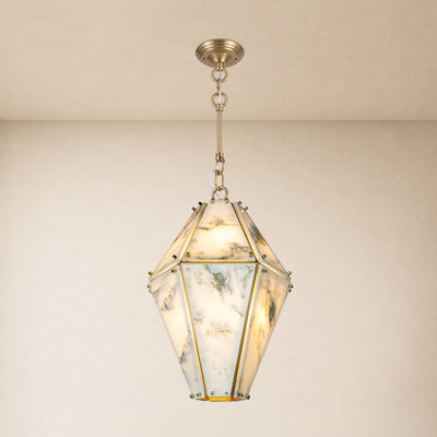 Pietra Marble Faceted Lantern Chandelier 13.7"D