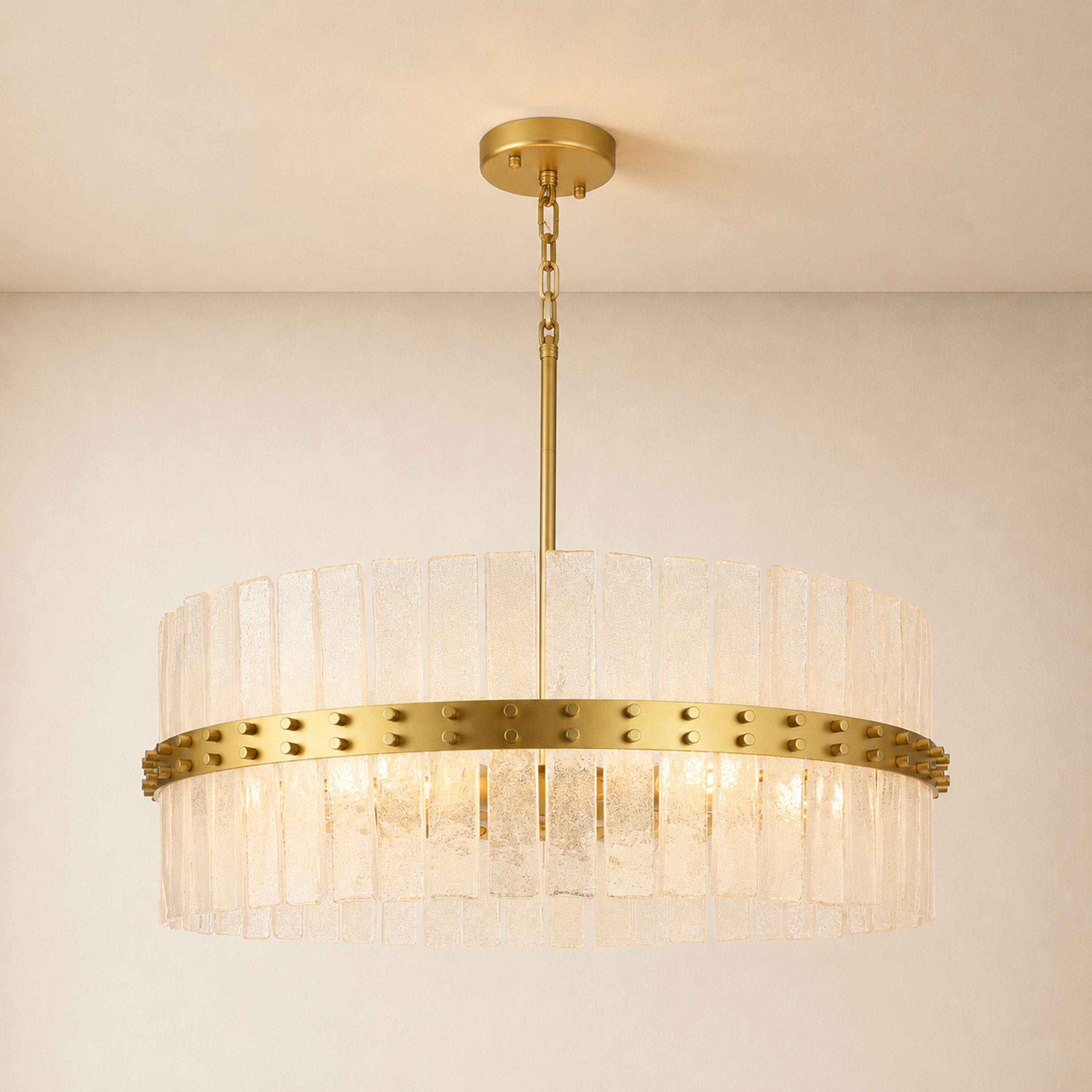 Mariselle Bubble Glass Round Chandelier 28"D#Finish_Gold