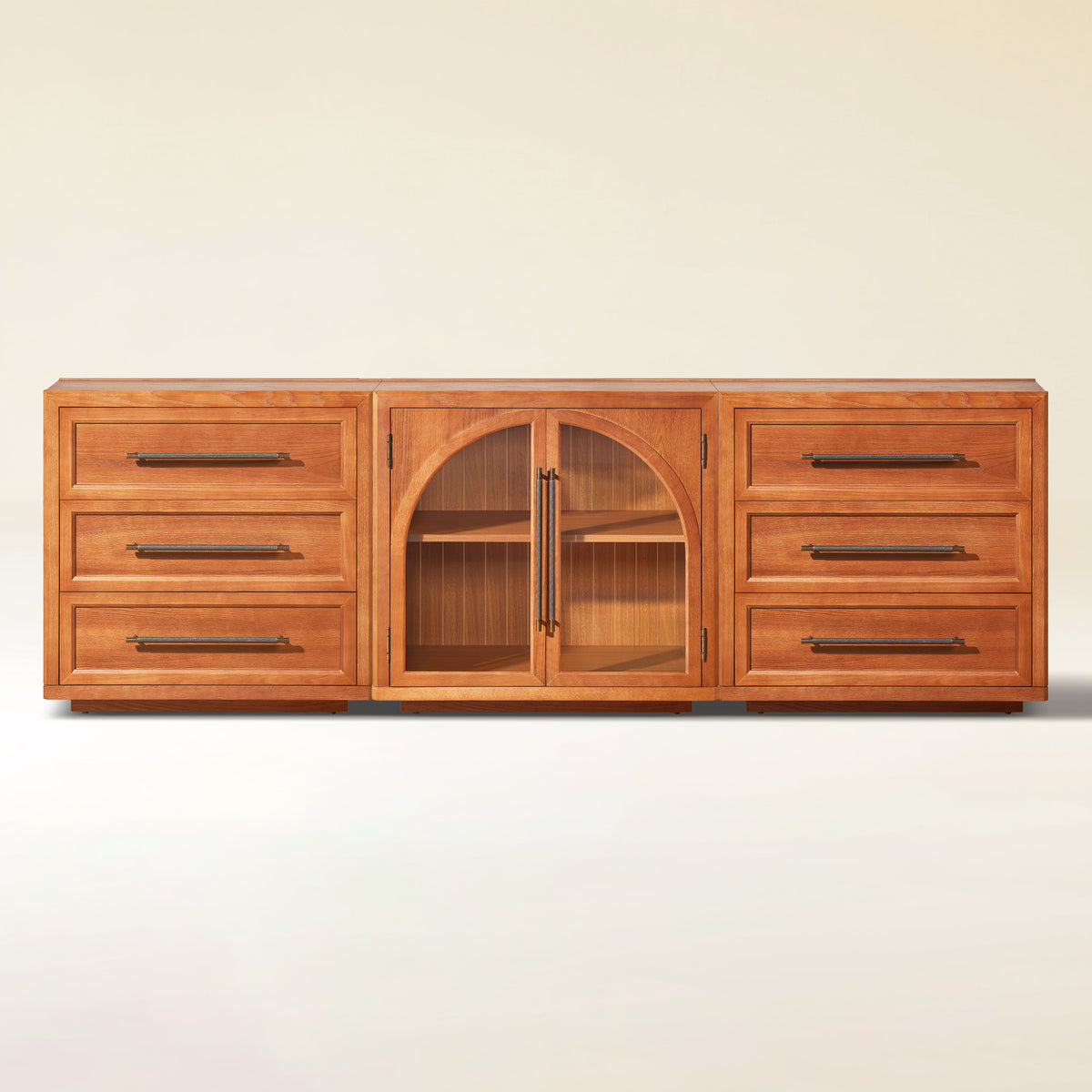 Alvar Arched 91″ Oak Modular Media Console(Set of 3)