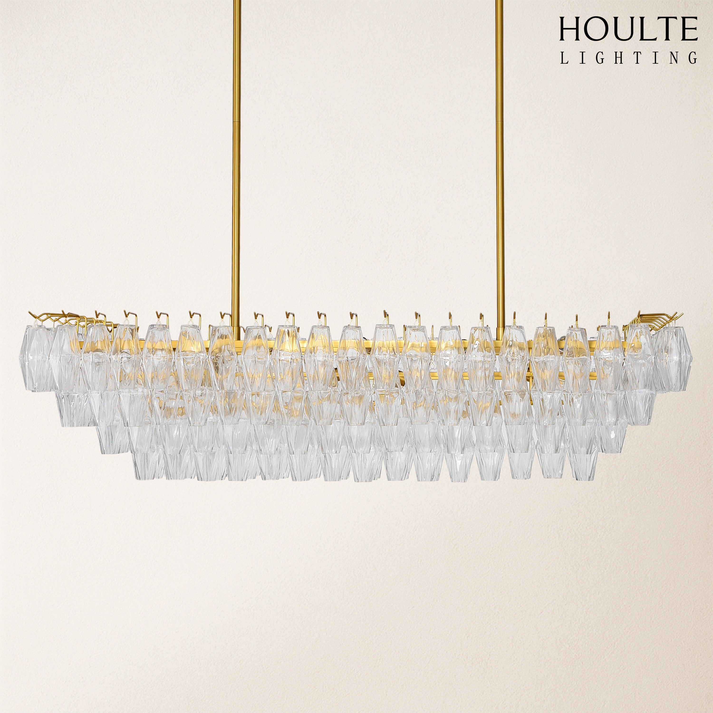 Celestial Drop Muti-Tier Crystal Glass Chandelier 54''W