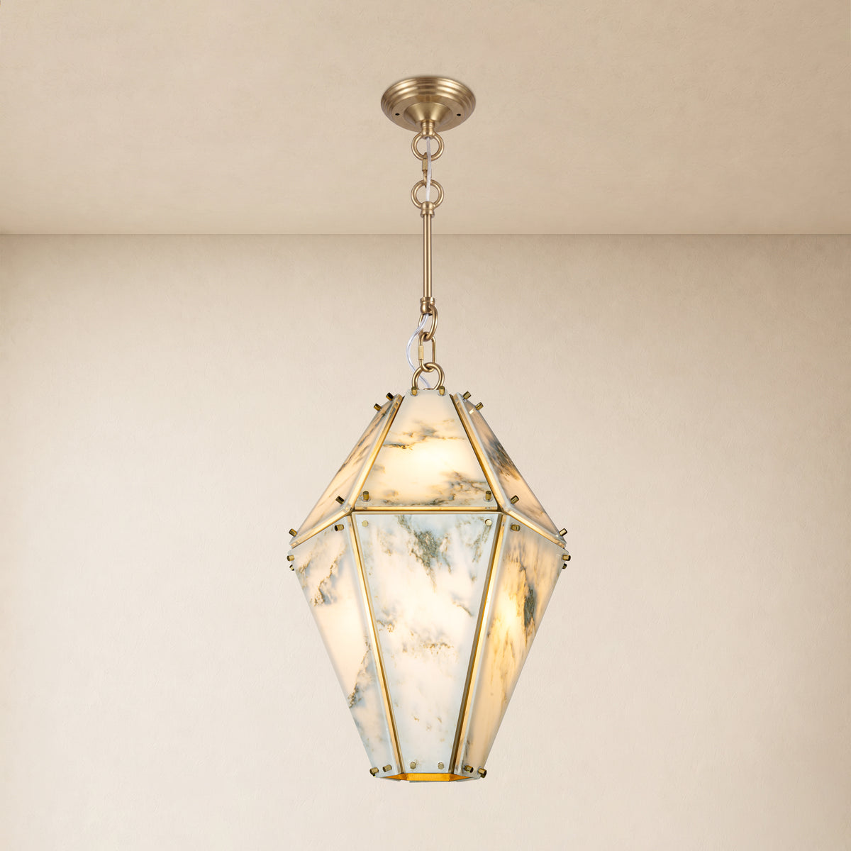 Pietra Landscape Marble Geometric Pendant 13.7"D