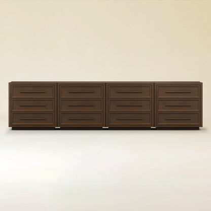 Alvar 126″ Oak 12-Drawer Chest(Set of 4)