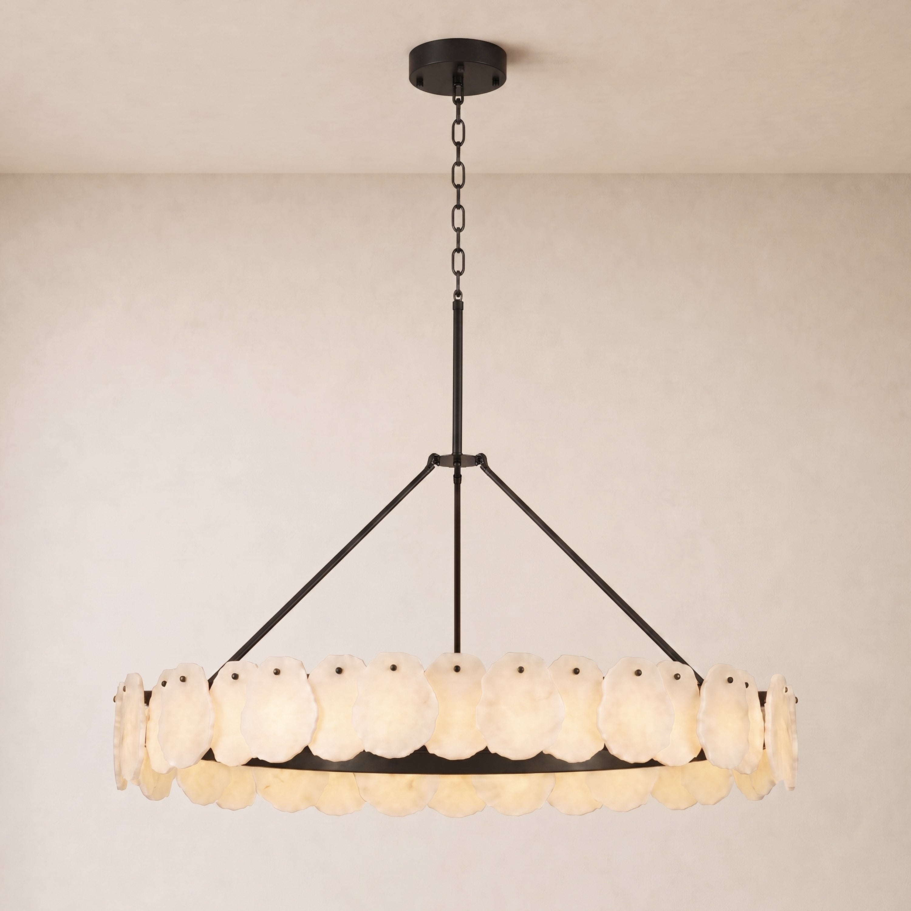 Moira Alabaster Custom Round Chandelier 48"D#Finish_Black,size_48"