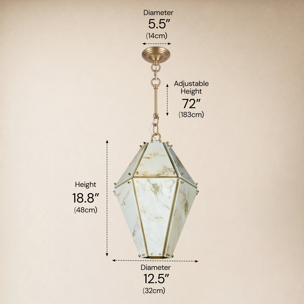 Pietra Landscape Marble Geometric Pendant 13.7"D