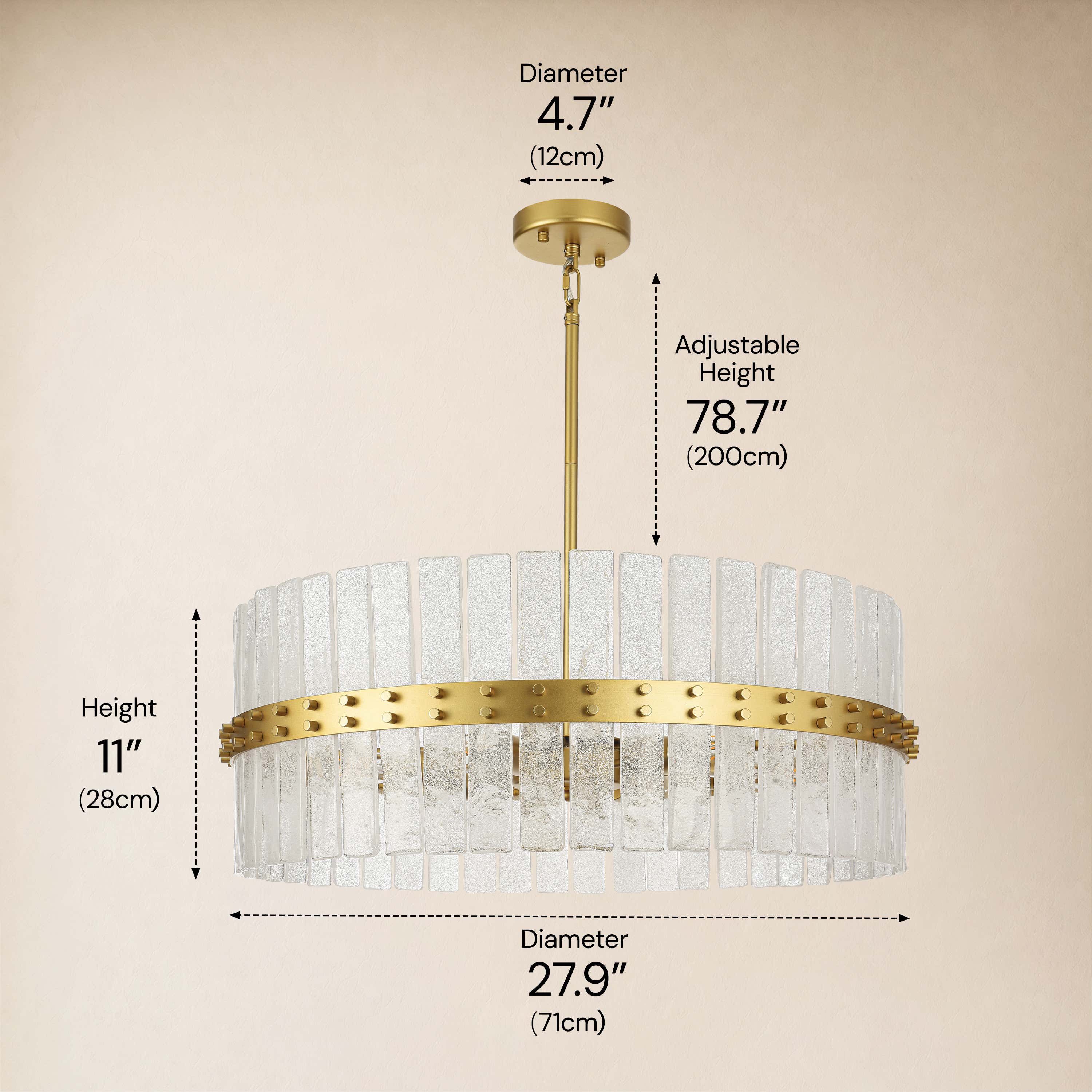 Mariselle Bubble Glass Round Chandelier 28"D dimensions 1