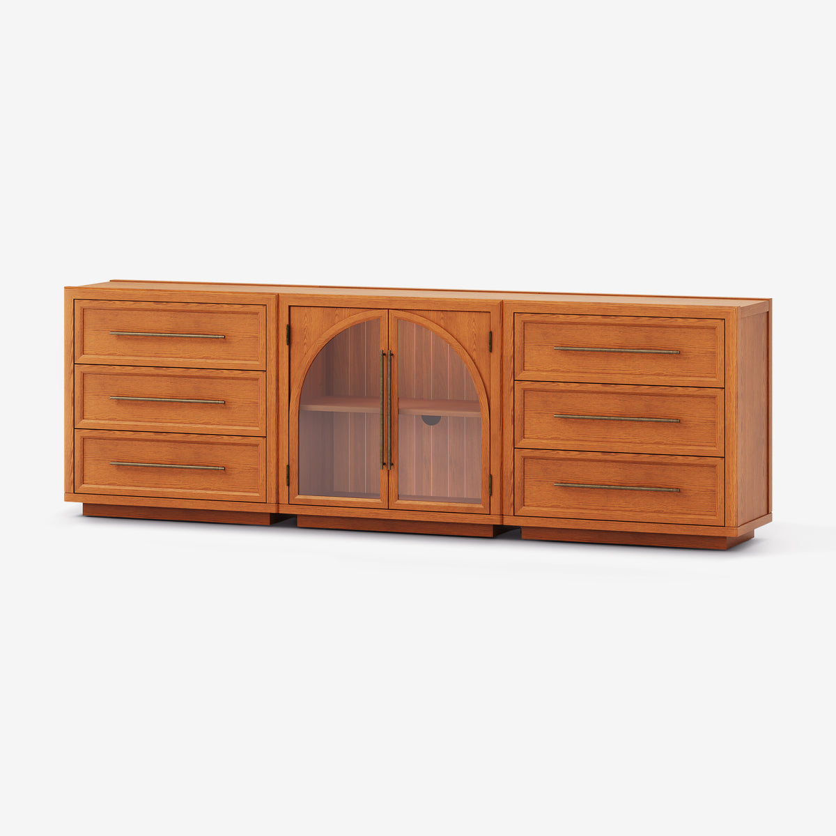 Alvar Arched 91″ Oak Modular Media Console(Set of 3)