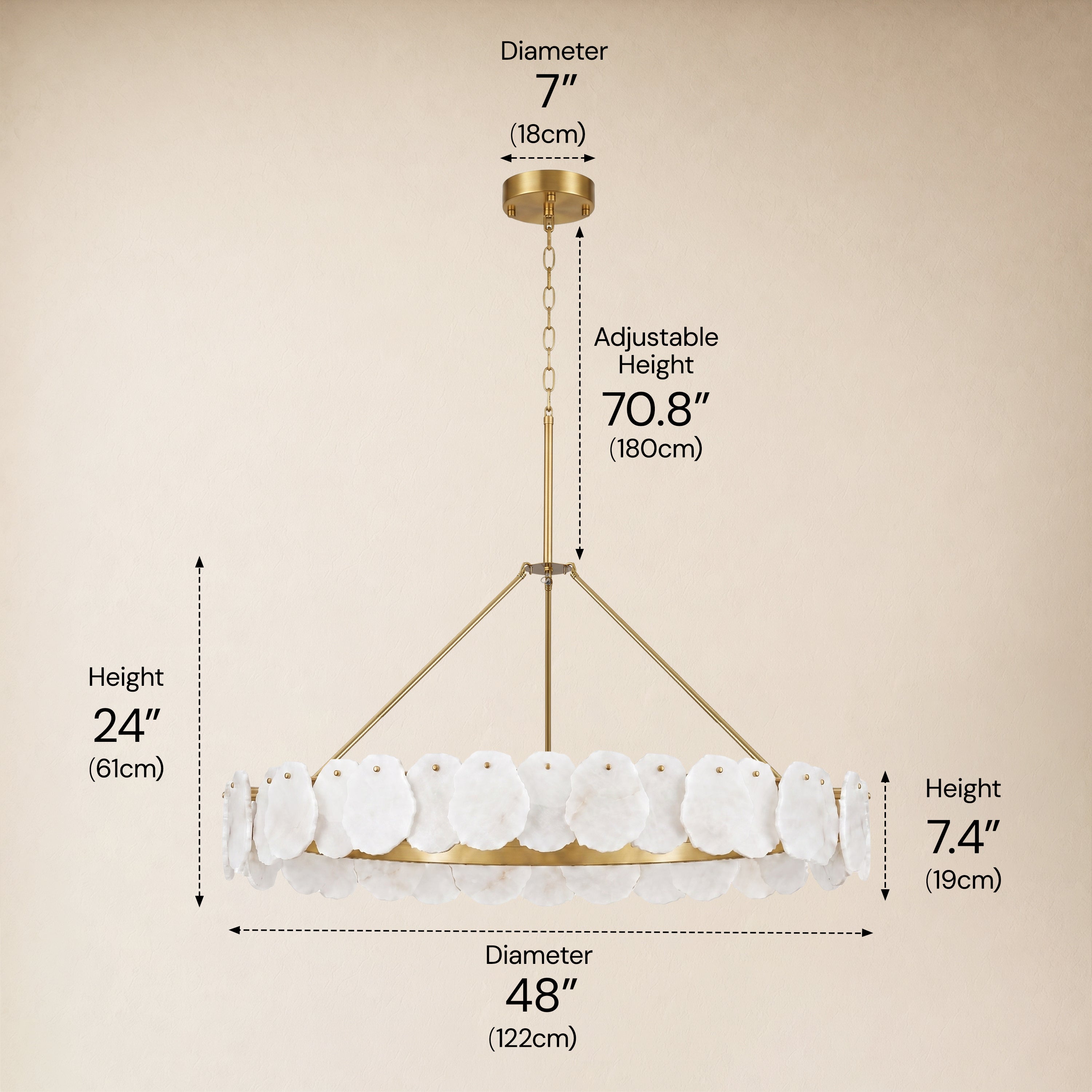 Moira Alabaster Custom Round Chandelier 48"D