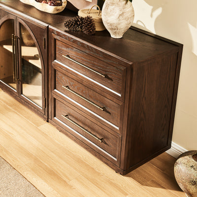 Alvar Arched 91″ Oak Modular Media Console(Set of 3)