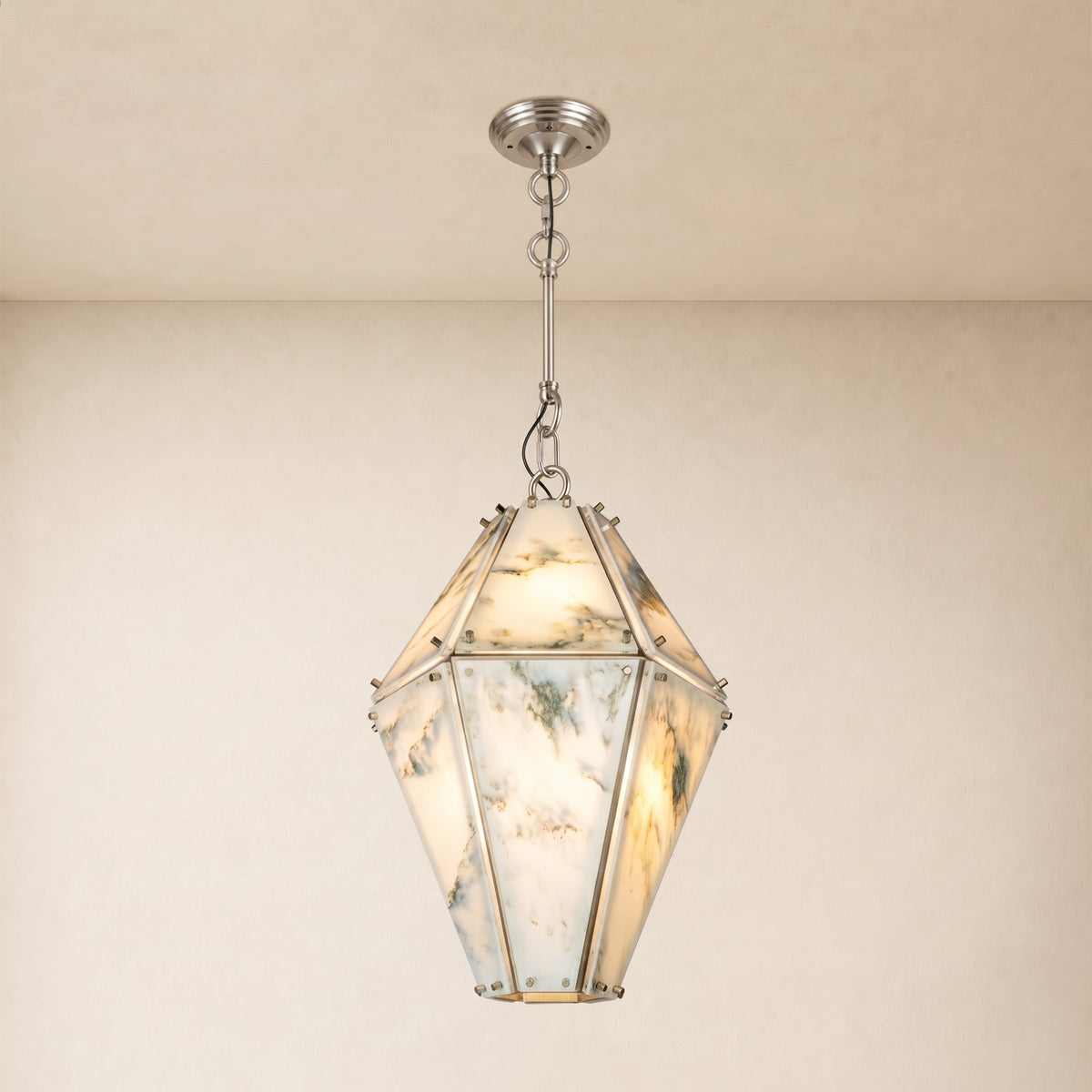 Pietra Landscape Marble Geometric Pendant 13.7"D
