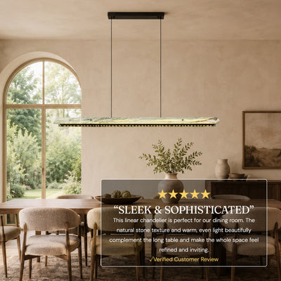 Pietra Green Marble Linear Chandelier 49"D