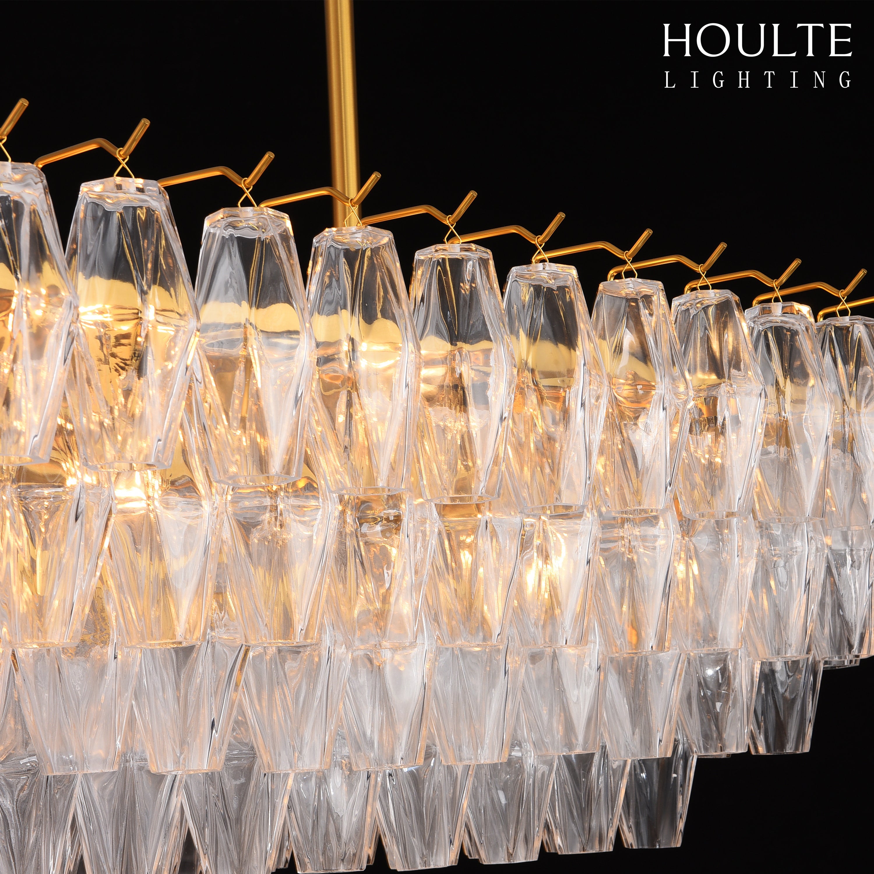 Celestial Drop Muti-Tier Crystal Glass Chandelier 54''W