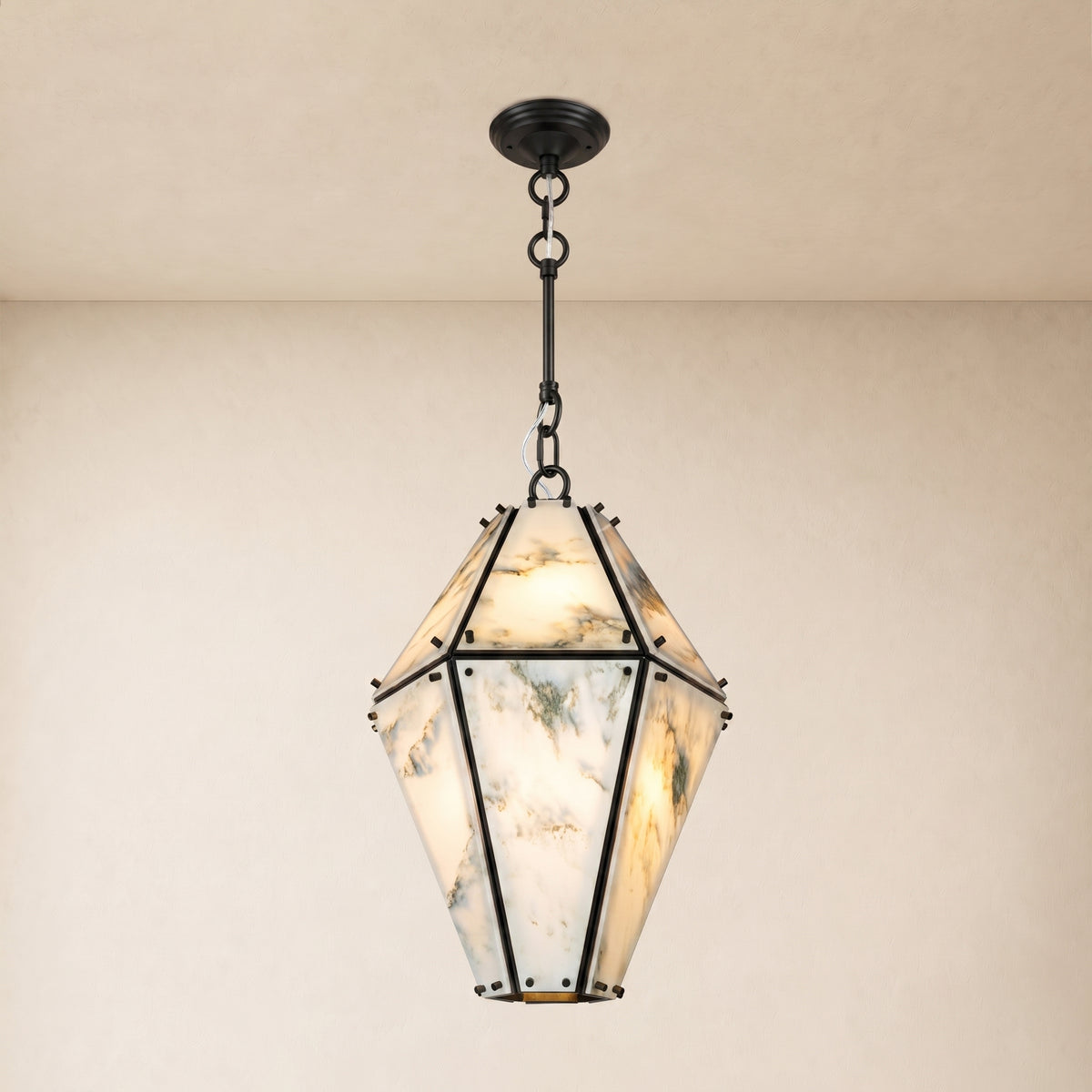 Pietra Landscape Marble Geometric Pendant 13.7"D