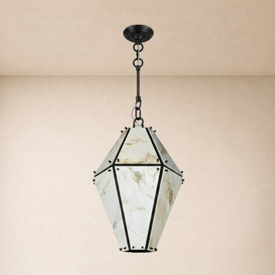Pietra Landscape Marble Geometric Pendant 13.7"D