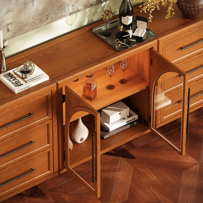 Alvar Arched 91″ Oak Modular Media Console(Set of 3)