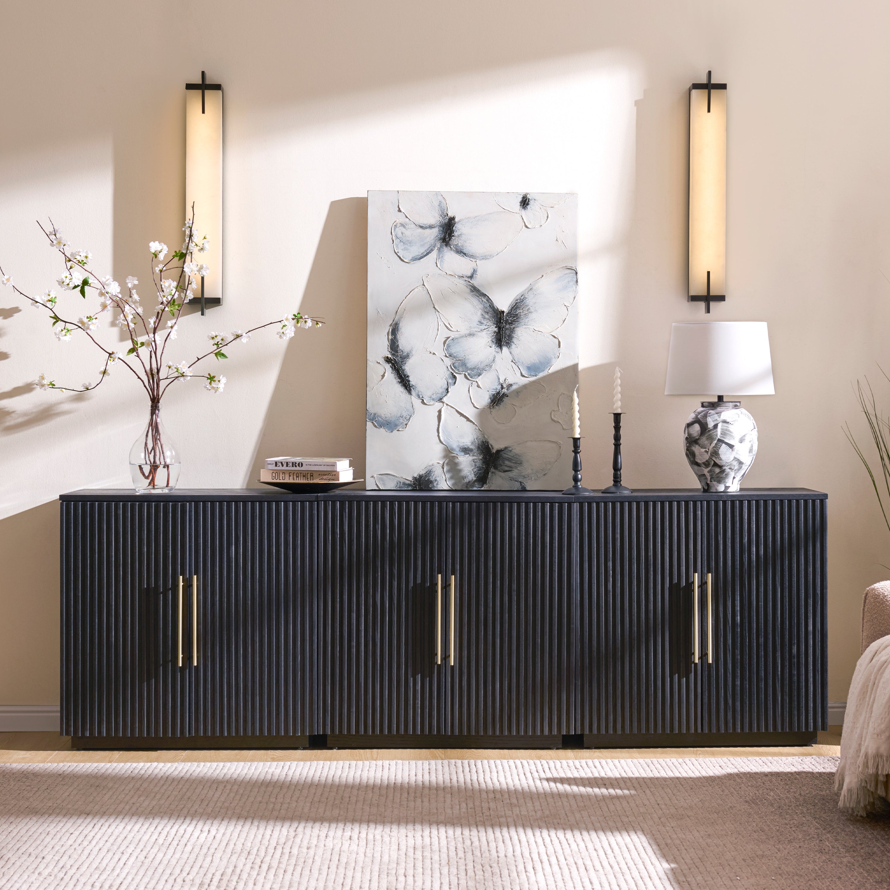 Holt 95″ Solid Oak Console(Set of 3)