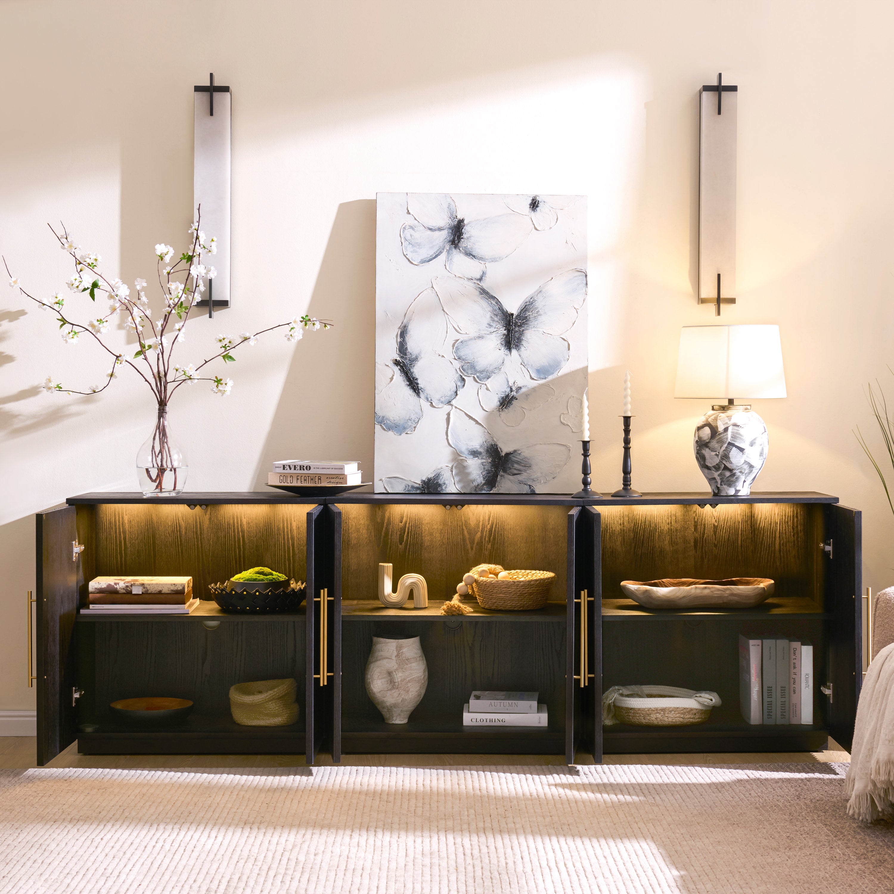 Holt 94.5″ Oak Media Console(Set of 3)