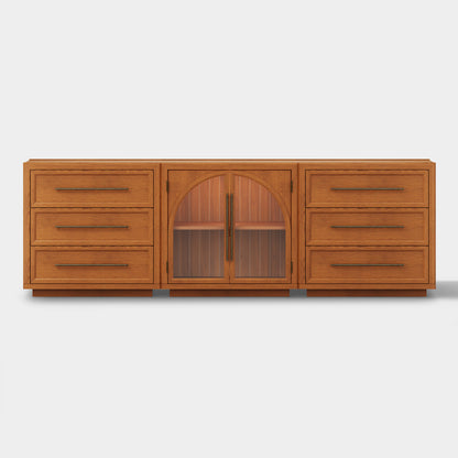 Alvar Arched 94.5″ Oak Modular Media Console(Set of 3)