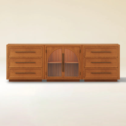 Alvar Arched 94.5″ Oak Modular Media Console(Set of 3)