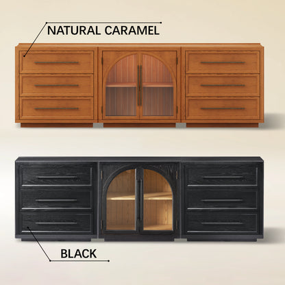 Alvar Arched 94.5″ Oak Modular Media Console(Set of 3)