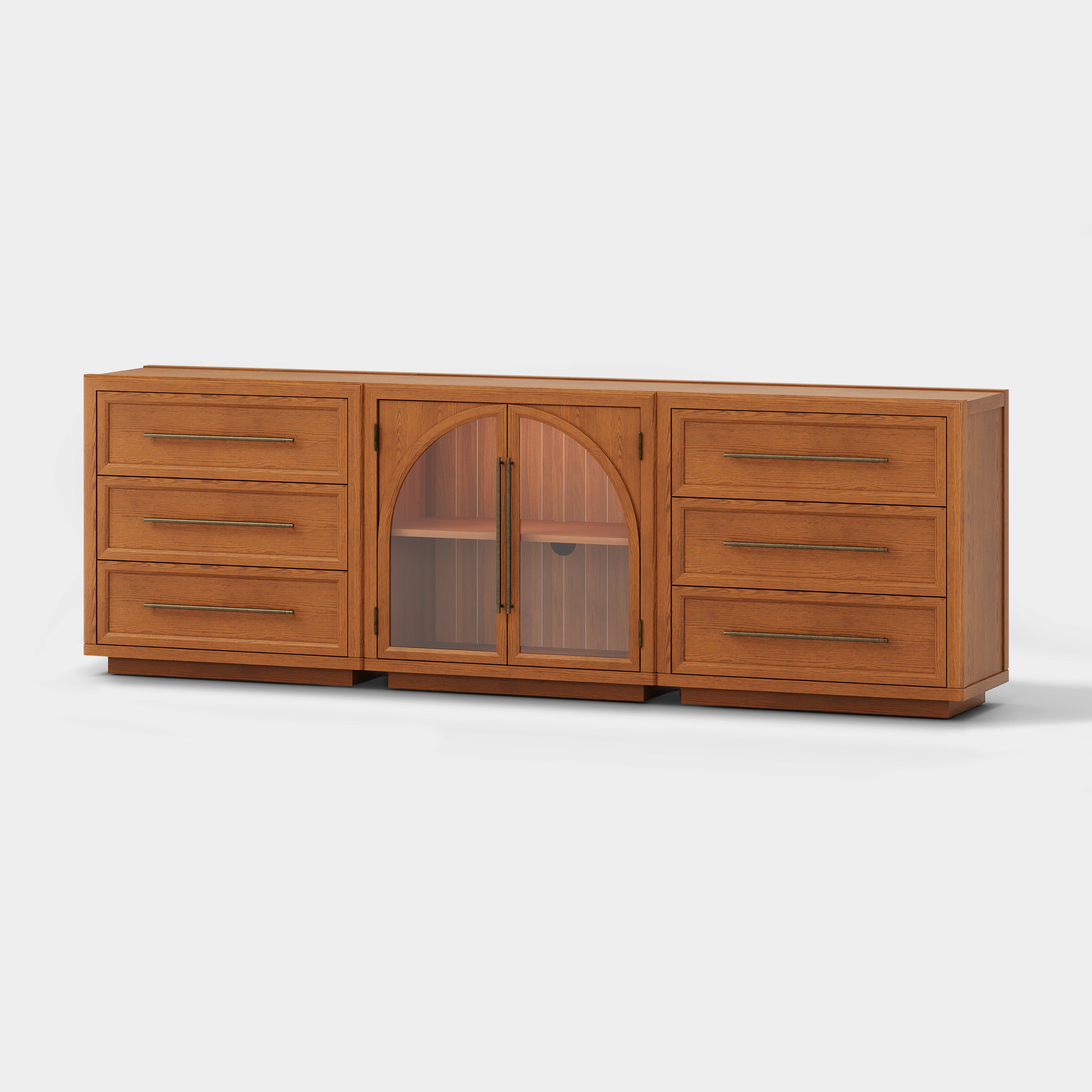 Alvar Arched 94.5″ Oak Modular Media Console(Set of 3)