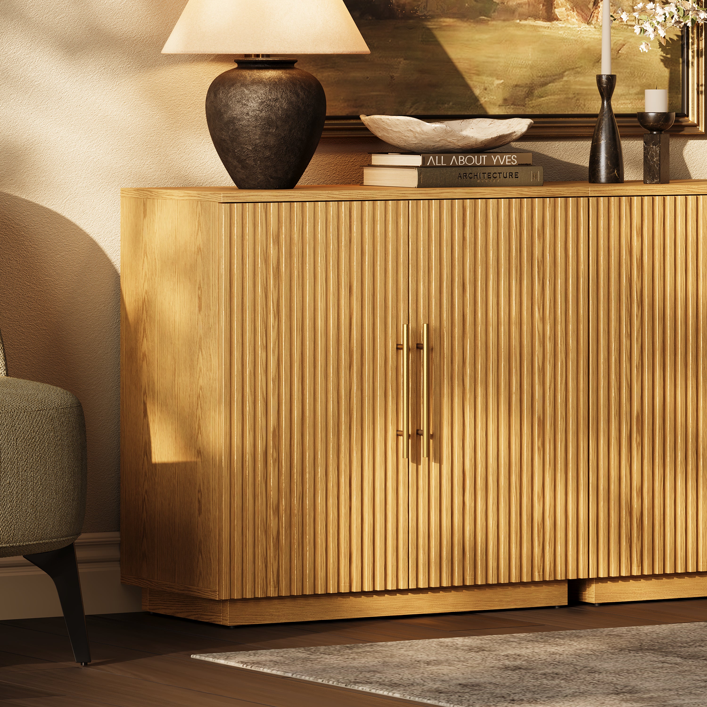 Holt 126″ Oak Media Console(Set of 4)