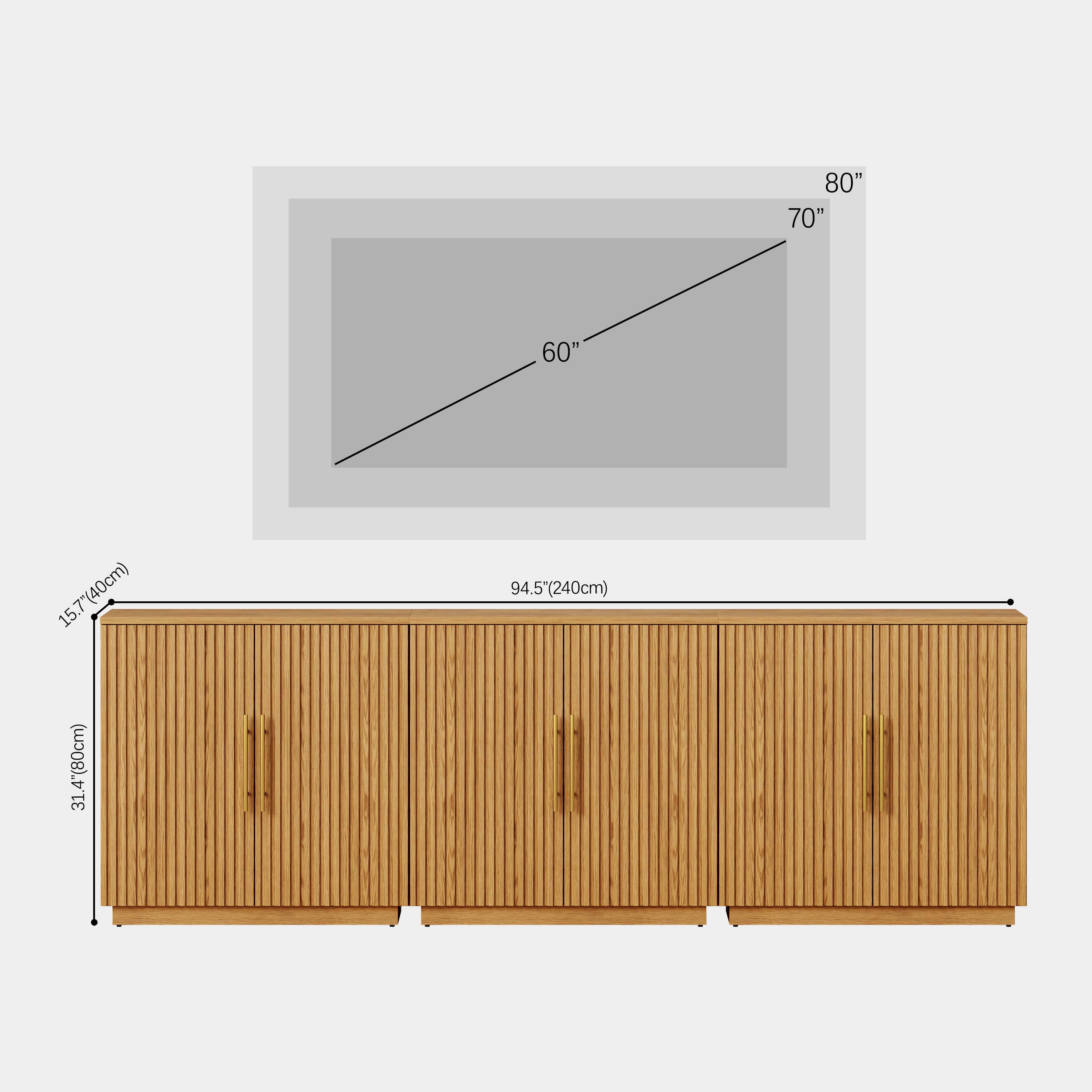 Holt 95″ Solid Oak Console(Set of 3)