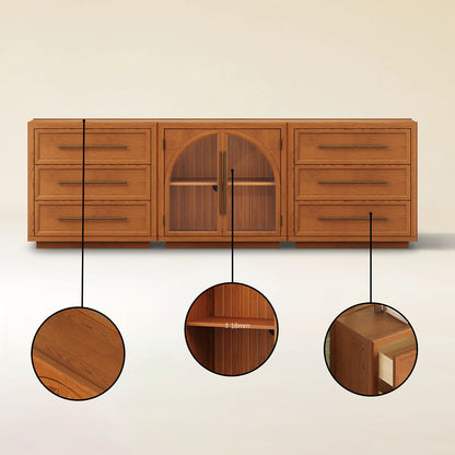 Alvar Arched 94.5″ Oak Modular Media Console(Set of 3)