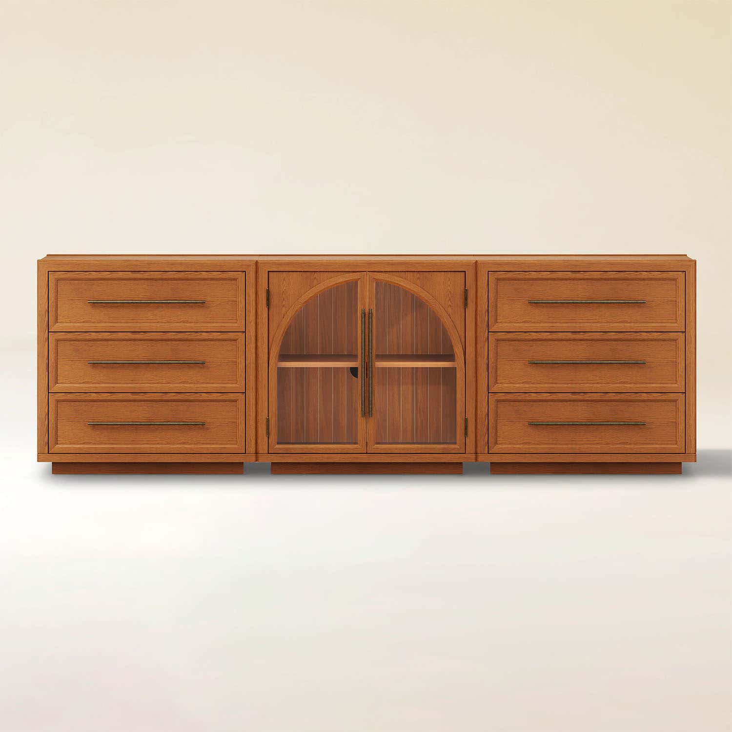 Alvar Arched 94.5″ Oak Modular Media Console(Set of 3)