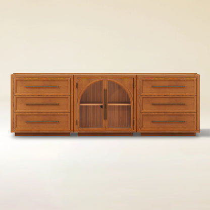 Alvar Arched 94.5″ Oak Modular Media Console(Set of 3)