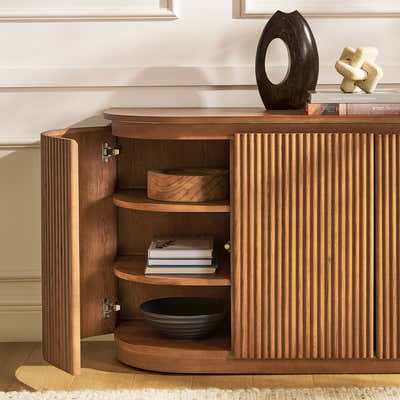Ewan 63" Oak Slatted Sideboard Buffet Cabinet