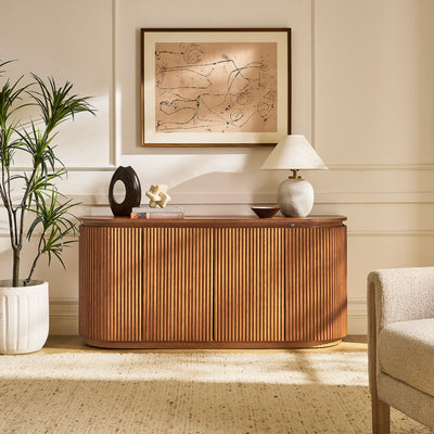Ewan 63" Oak Slatted Sideboard Buffet Cabinet