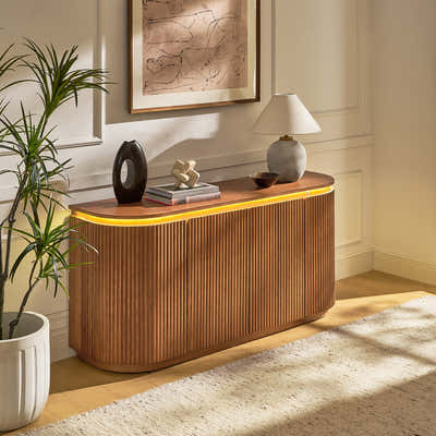Ewan 63" Oak Slatted Sideboard Buffet Cabinet