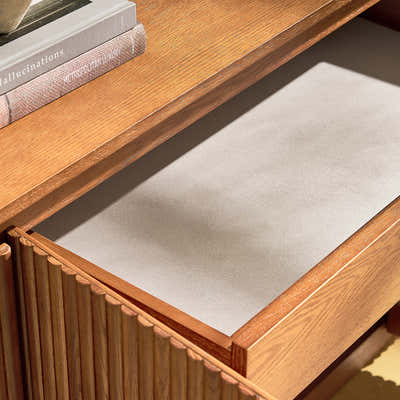 Ewan 63" Oak Slatted Sideboard Buffet Cabinet