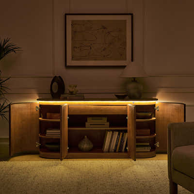 Ewan 63" Oak Slatted Sideboard Buffet Cabinet