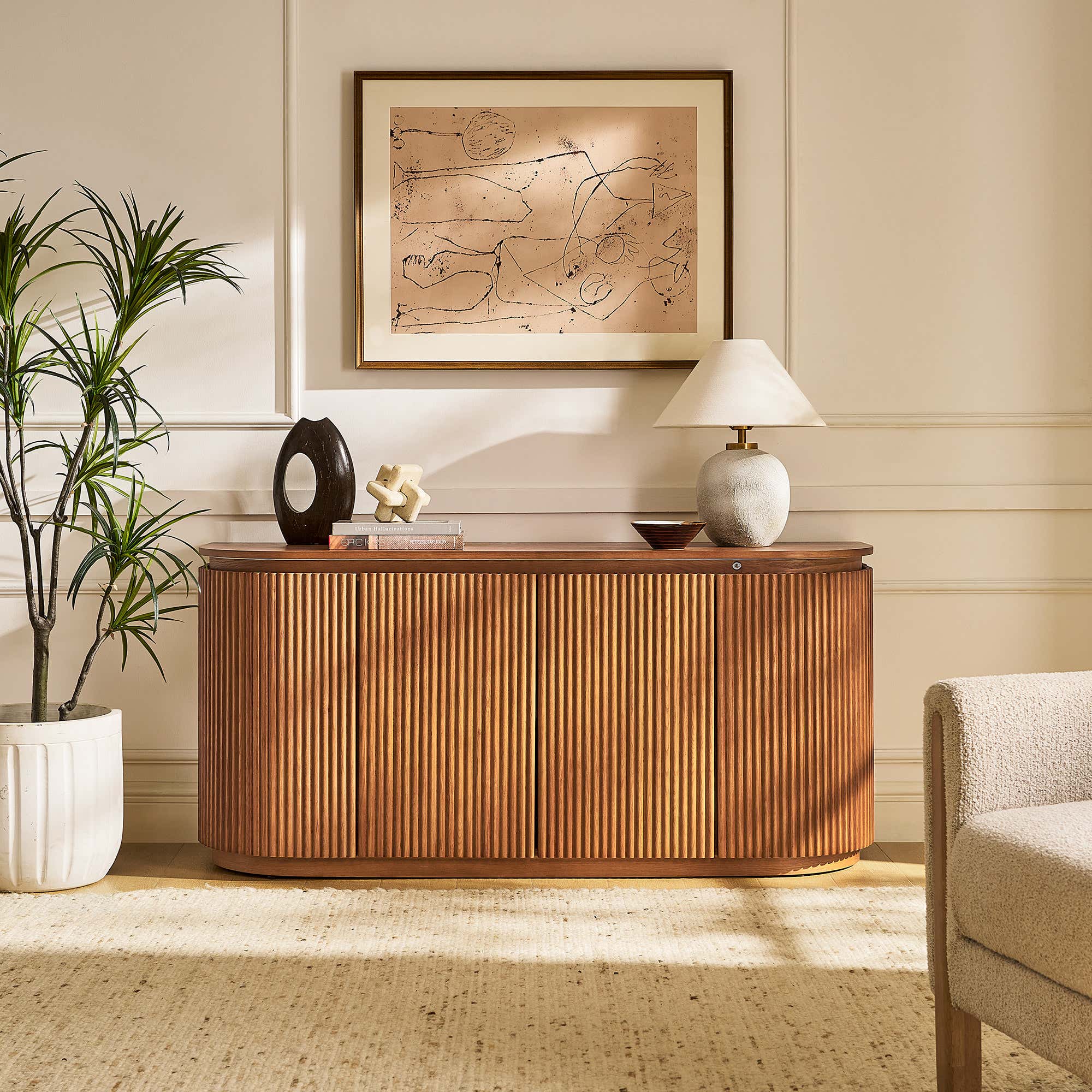 Ewan Oak Media Console And Sideboard Set
