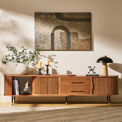 Ewan Oak Media Console And Sideboard Set