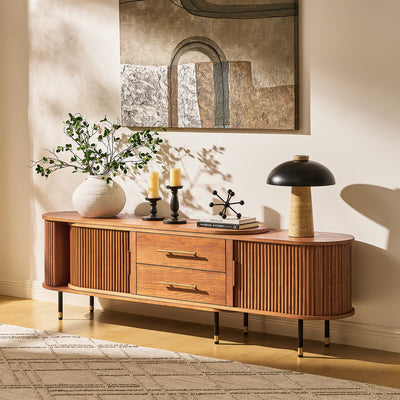 Ewan Oak Media Console And Sideboard Set