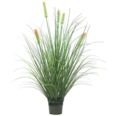 Artificial 6-Head Short Pine Grass with Curved Onion Grass Bonsai 30"H
