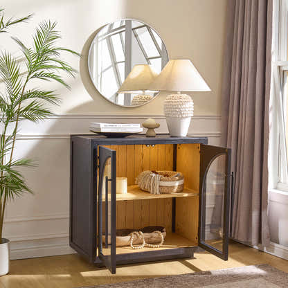 Alvar Arched 32″  Oak Storage Cabinet