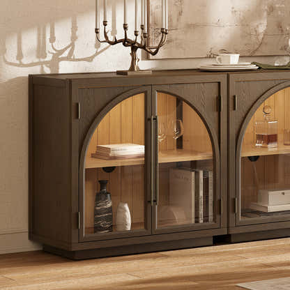 Alvar Arched 63″ Oak Media Console(Set of 2)