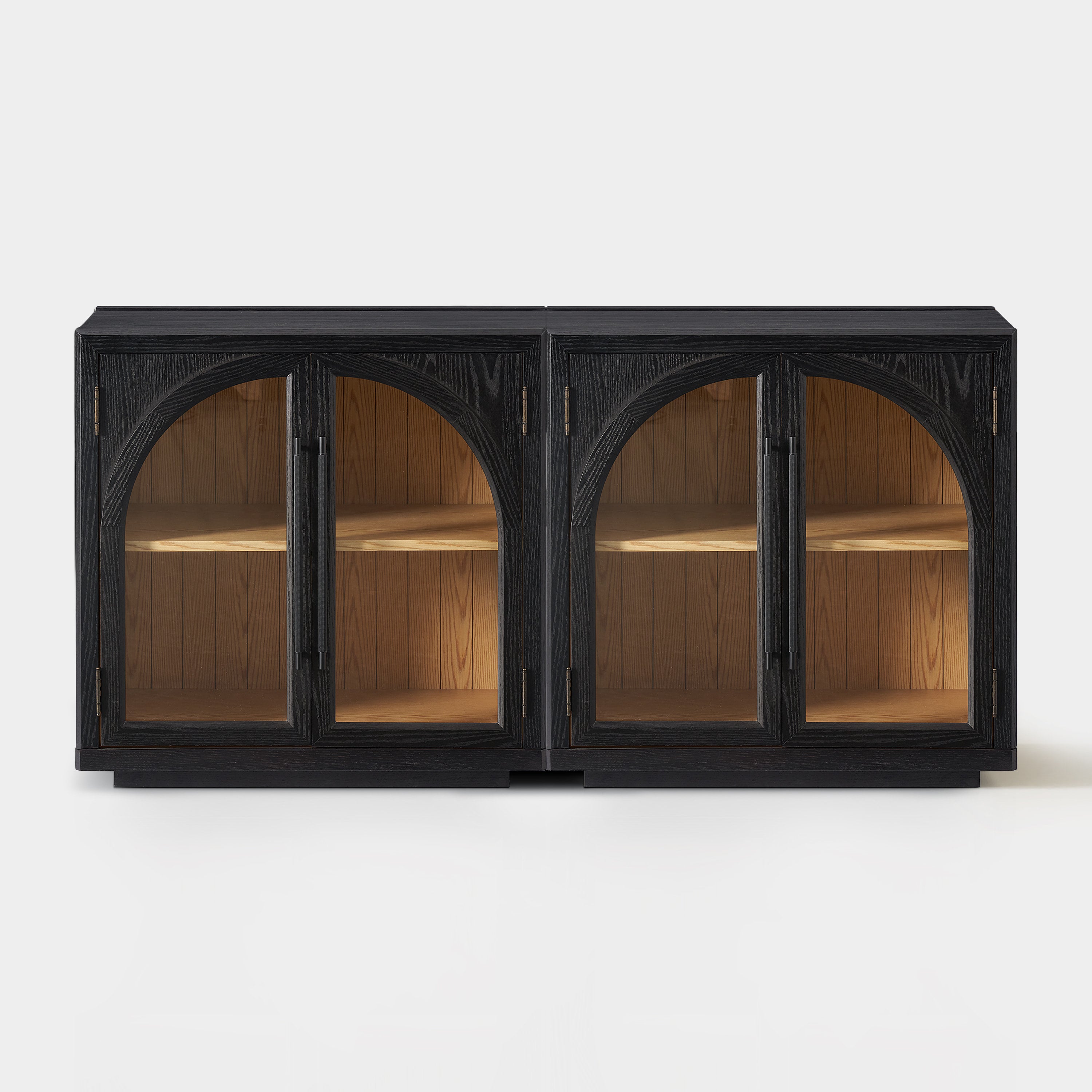 Alvar Arched 63″ Oak Media Console(Set of 2) - HOULTE