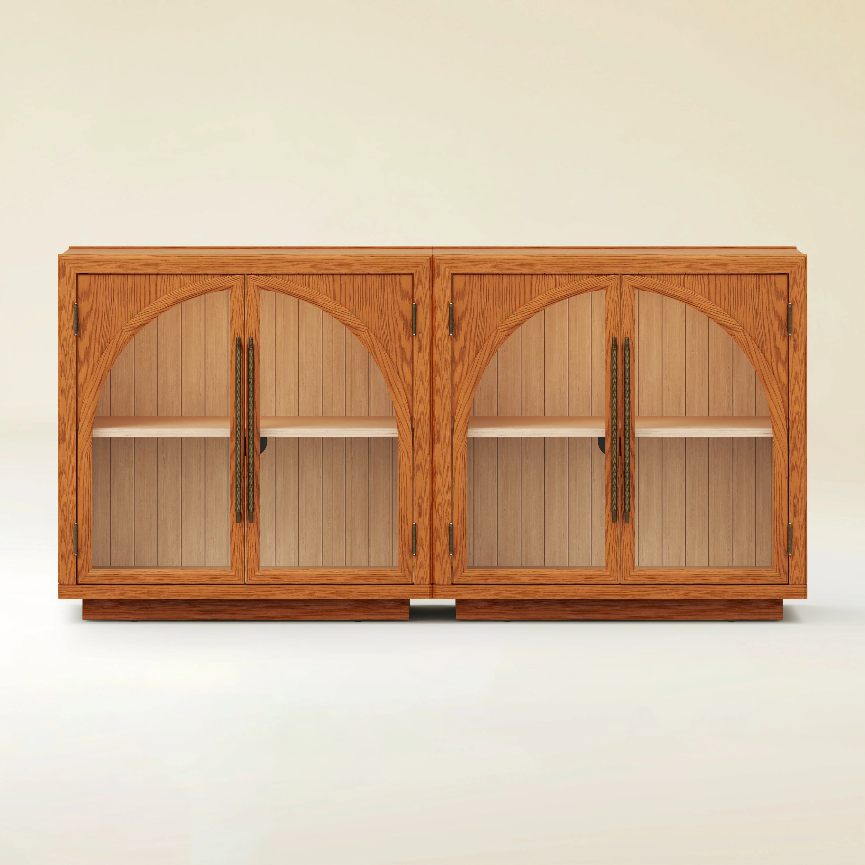 Alvar Arched 63″ Oak Media Console(Set of 2)