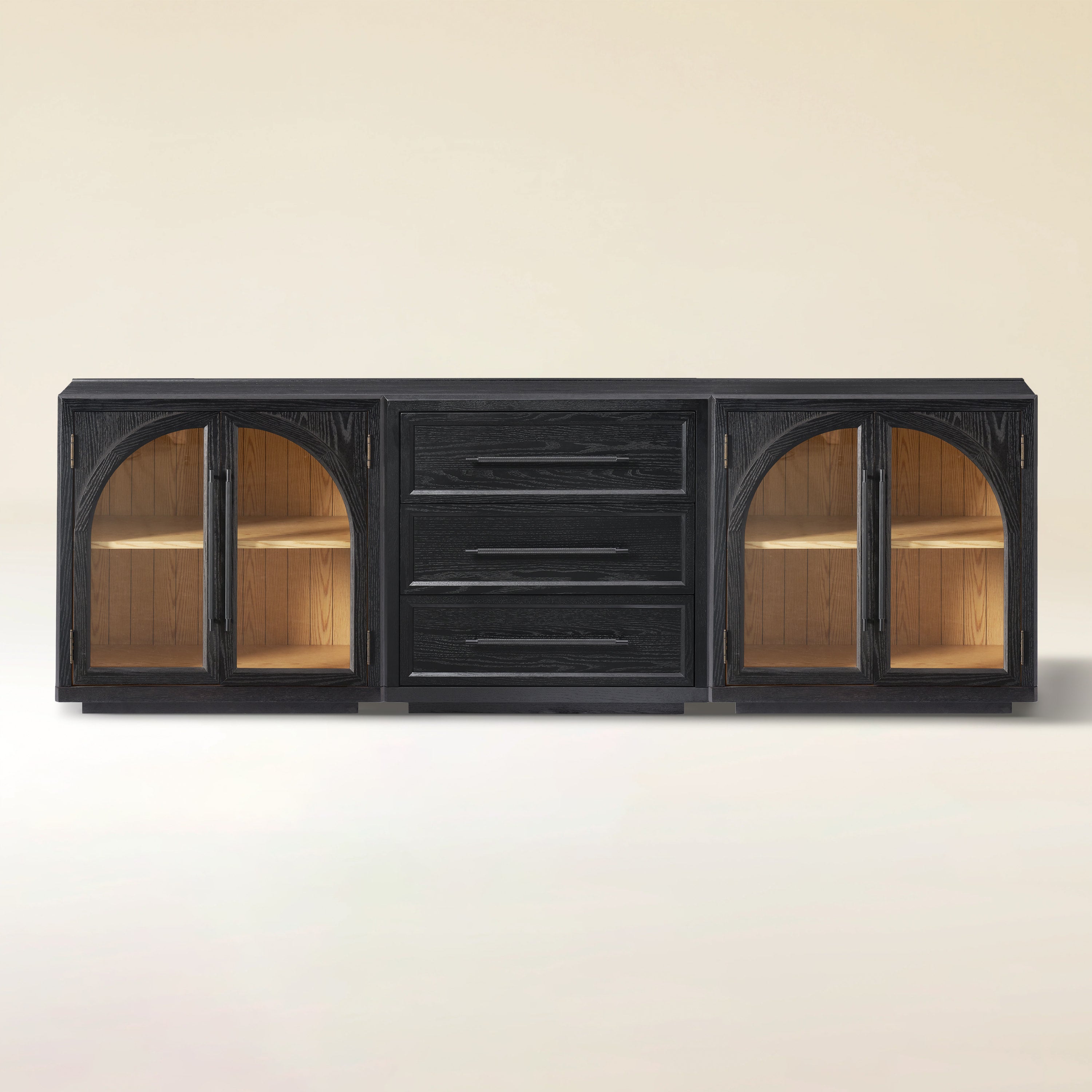Alvar Arched 94.5″ Oak Modular Media Console(Set of 3)