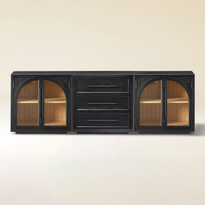Alvar Arched 94.5″ Oak Modular Media Console(Set of 3)